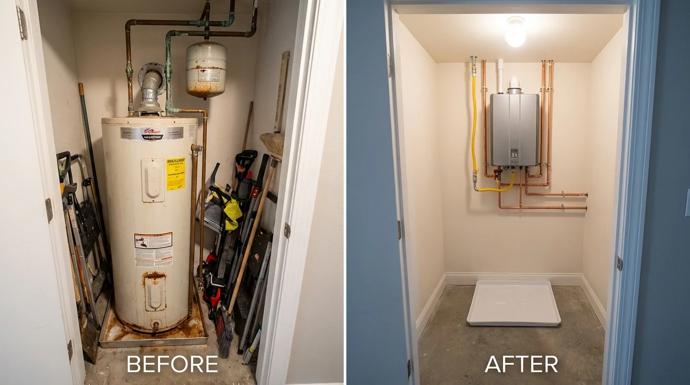 Tank water heater versus wall-mounted tankless unit comparison for Trenton, NJ homeowners